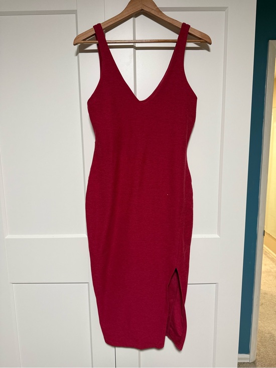 Beyond Yoga Dresses & Skirts - Beyond Yoga Pink/Fuchsia V-Neck Bodycon Dress with Side Slit size M